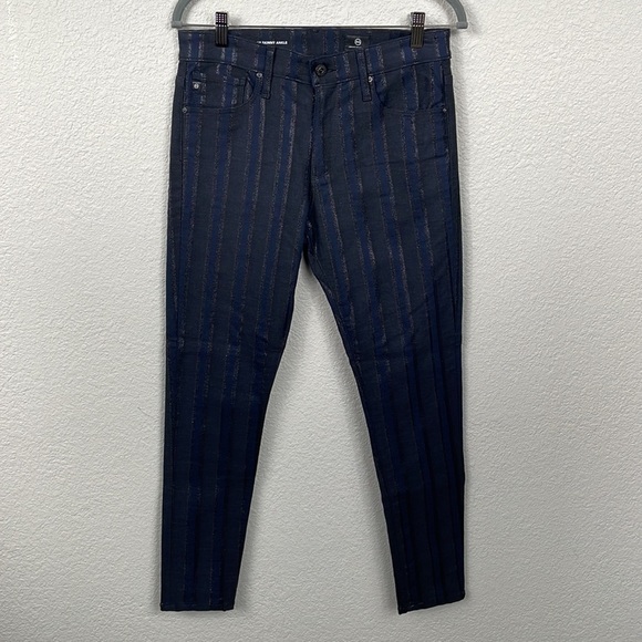 NWT AG Adriano Goldschmied Farrah Skinny Ankle Metallic Stripe Jeans HR 28 - Picture 5 of 15